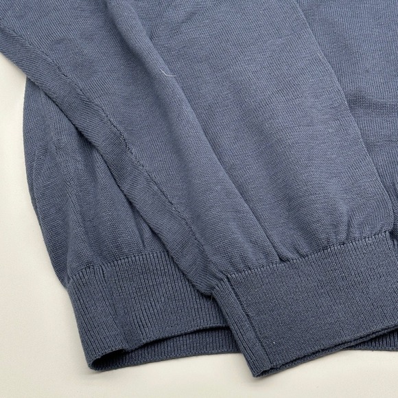 Pronto Uomo Men's Mock Neck 4X Silk Cotton Blend Sweater Blue - Picture 4 of 9